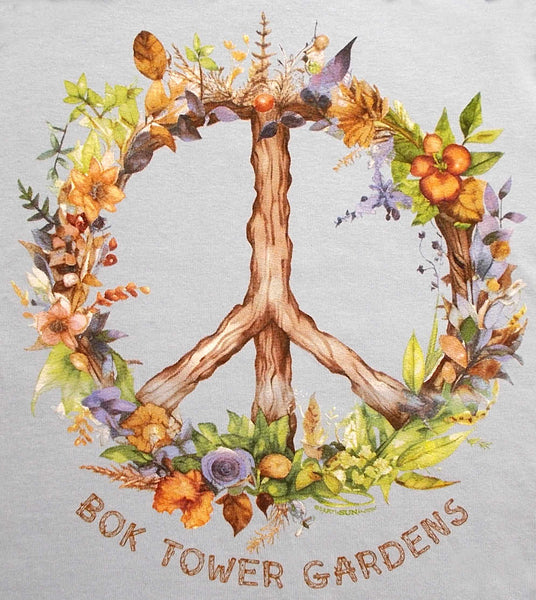 Ladies Bok Peace Flowers Tee Shirt