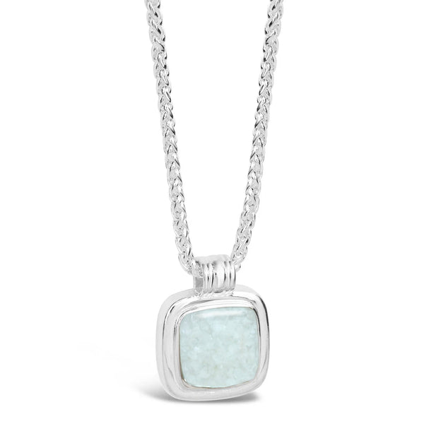 Cushion Cut Nautical White Marble Necklace