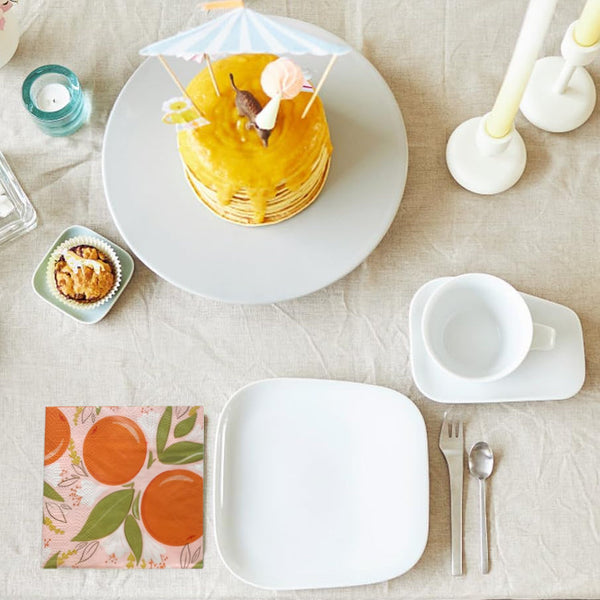 Paper Cocktail Napkins - Blossoming Oranges