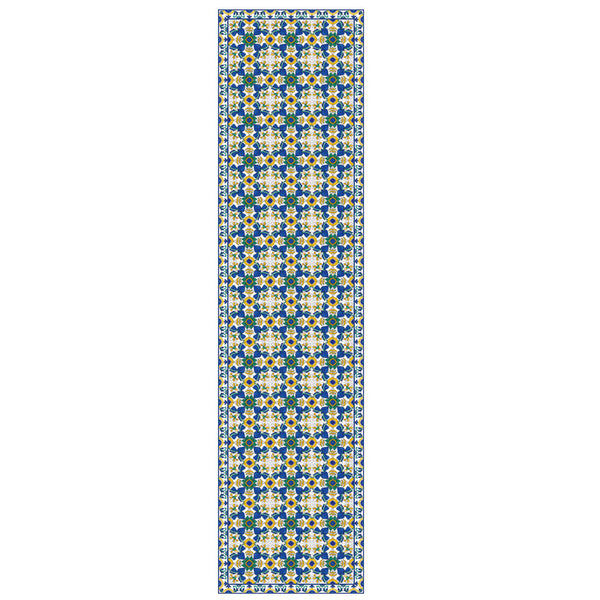 2 X 8 Feet Blue Tile Rug