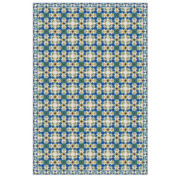 4 X 6 Feet Blue Tile Rug
