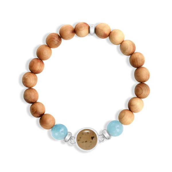 Round Beaded Bracelet - Cypress & Aquamarine