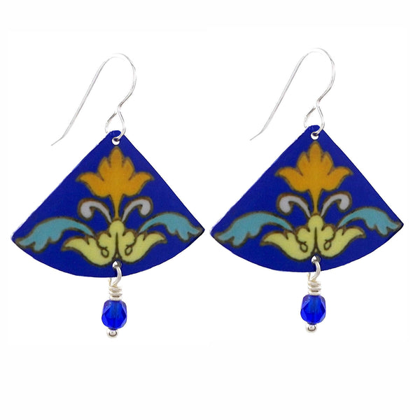 Retreat Earrings - Blue Triangle With Beads